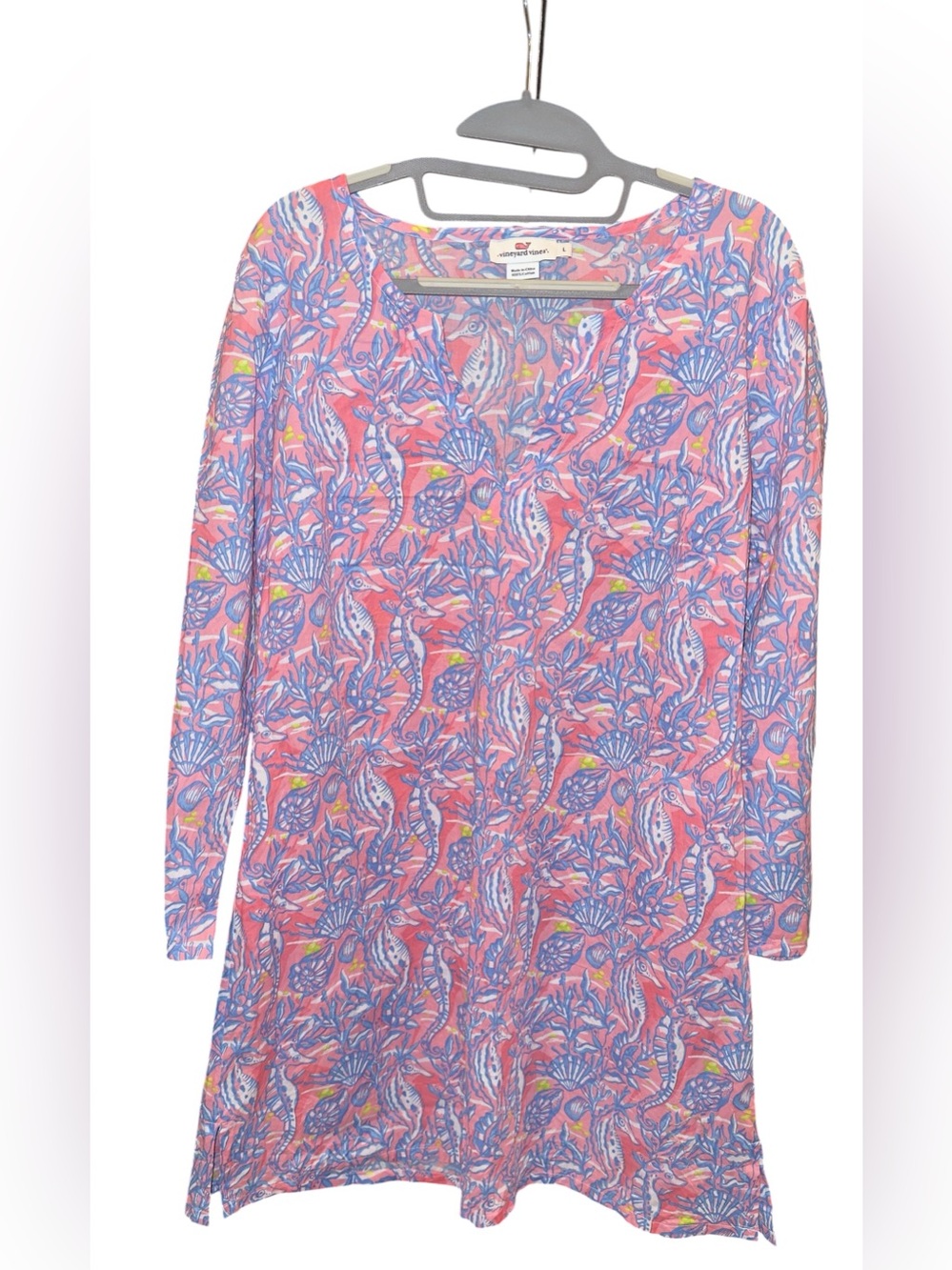Vineyard Vines Seahorse & Seashell Print Cotton Dress – Size Large - Picture 4 of 6